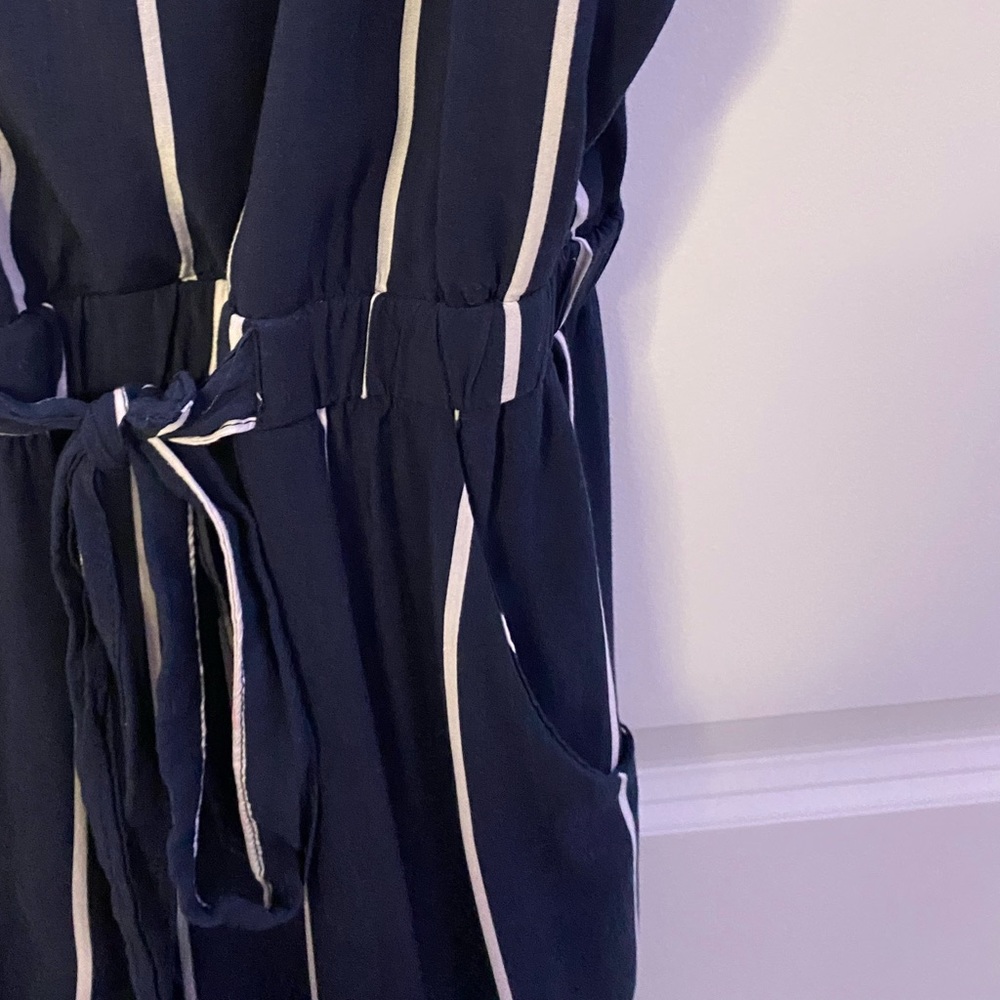 Navy and White Striped Romper
